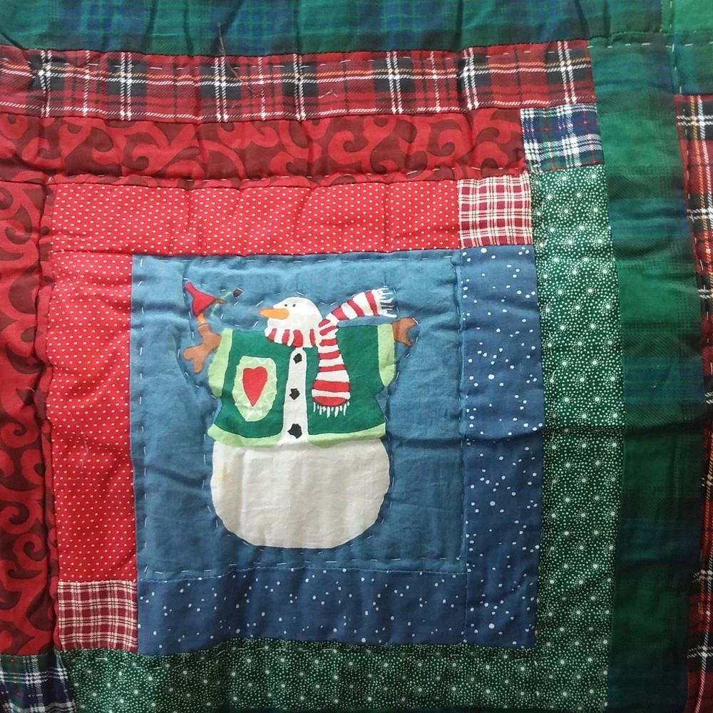Vintage Day By Day Holiday Wishes Christmas Print Quilt Twin Size 68x86‎ NOS
